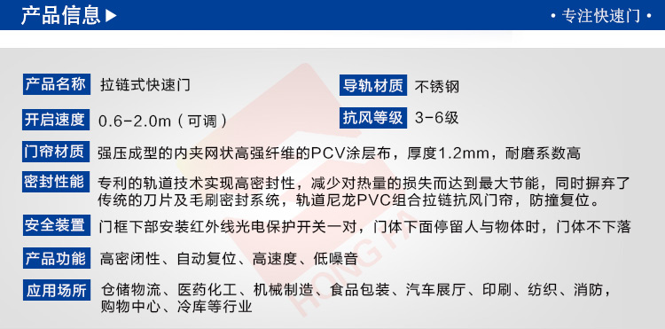 拉链星空电子快速门技术参数