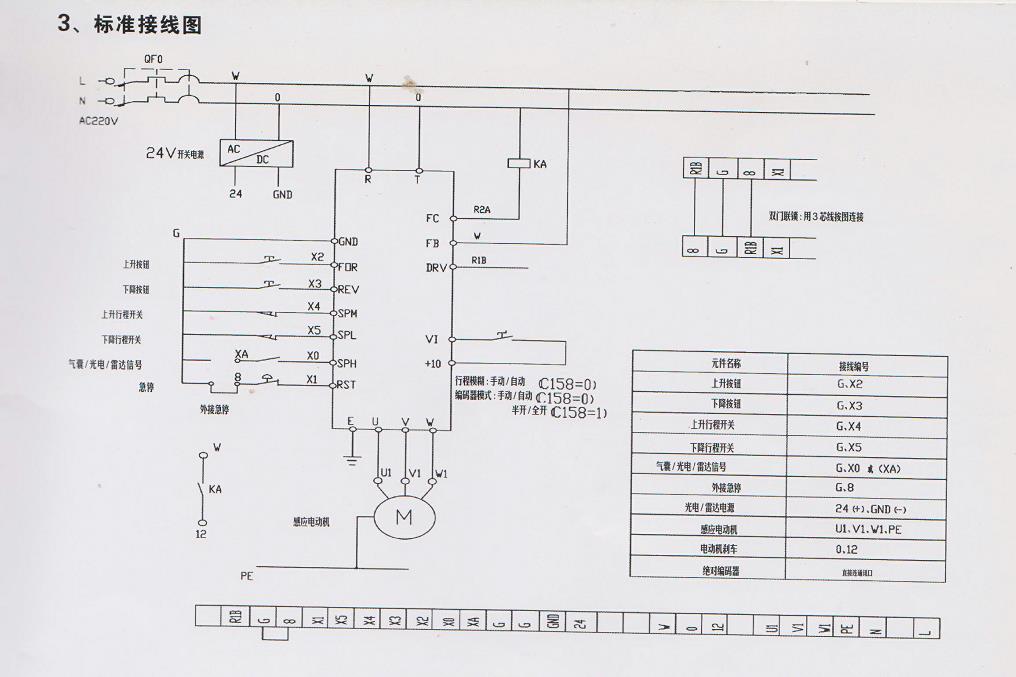 星空电子快速卷帘门标准接线图